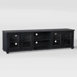 Fremont TV Stand For TVs Up To 95" With Glass Cabinets Black - CorLiving