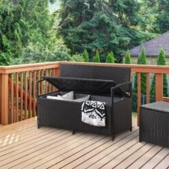 Parksville Patio Storage Bench - Black - CorLiving