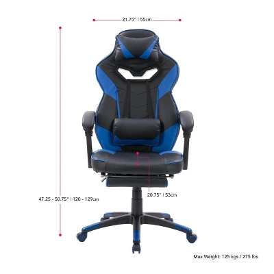 Doom Gaming Chair Black And Blue - CorLiving - Image 9
