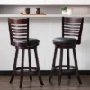 Set Of 2 Woodgrove Bar Height Stool With Slat Backrest Black - CorLiving