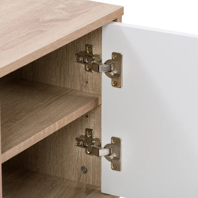 Hollywood Wood Grain TV Stand For TVs Up To 55" With Doors White And Brown - CorLiving - Image 7