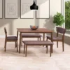 5pc Branson Wood Dining Set With Bench Walnut Stain - CorLiving