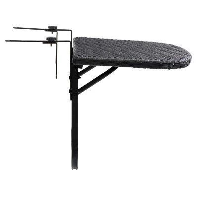 Parksville Rattan Foldable Balcony Table - Black - CorLiving - Image 5
