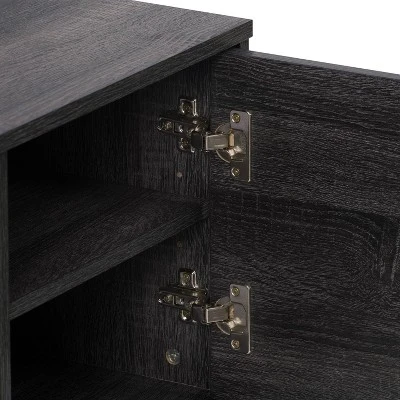 Hollywood Wood Grain TV Stand For TVs Up To 55" With Doors Dark Gray - CorLiving - Image 7