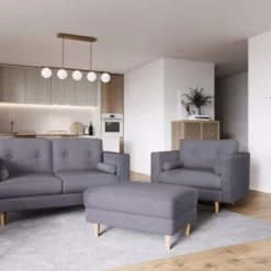 Mulberry Fabric Upholstered Modern Ottoman - CorLiving