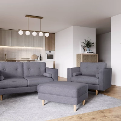 Mulberry Fabric Upholstered Modern Ottoman - CorLiving