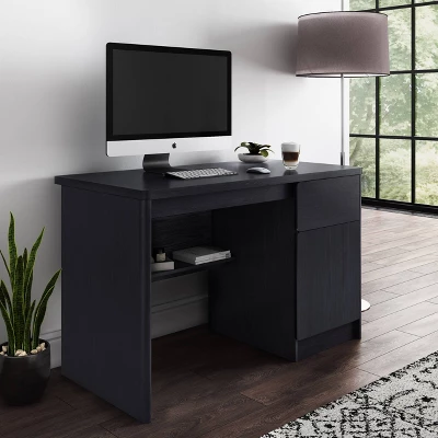 Kingston Desk With Cabinet Black/Brown - CorLiving - Image 2