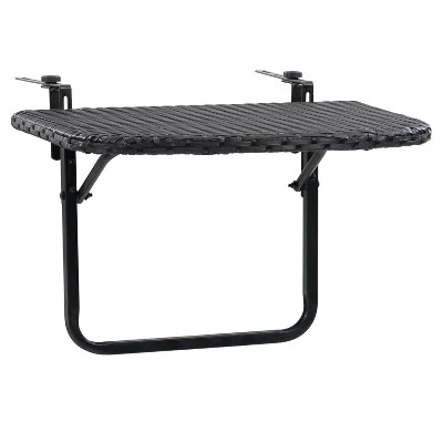 Parksville Rattan Foldable Balcony Table - Black - CorLiving - Image 3