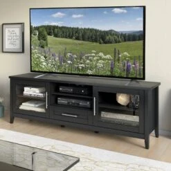 Jackson Extra Wide TV Stand For TVs Up To 80" Black - CorLiving