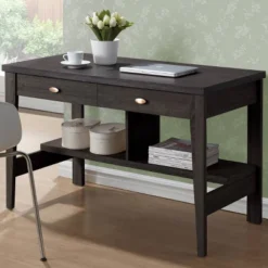 Folio Two Drawer Desk Black Espresso - CorLiving