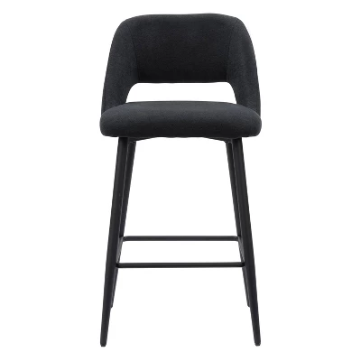 Blakeley Velvet Counter Height Barstool Black - CorLiving - Image 2