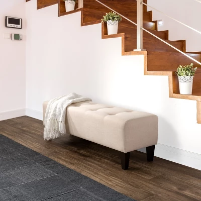 Rosewell Button Tufted Fabric Accent Bench - CorLiving - Image 3