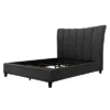 Queen Rosewell Fabric Vertical Channel Tufted Bed Frame Dark Gray - CorLiving