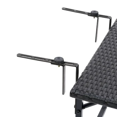 Parksville Rattan Foldable Balcony Table - Black - CorLiving - Image 7