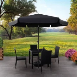 10' Tilting Market Patio Umbrella With Base - CorLiving