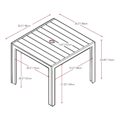 Square Outdoor Dining Table - Sun Bleached Gray - CorLiving - Image 5