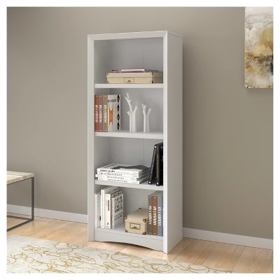 59" Quadra Tall Bookshelf Faux Woodgrain Finish White - Corliving - Image 2