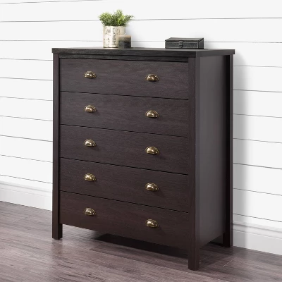Boston 5 Drawer Dresser Black - CorLiving
