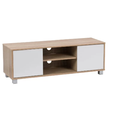 Hollywood Wood Grain TV Stand For TVs Up To 55" With Doors White And Brown - CorLiving - Image 2