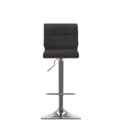 Set Of 2 Adjustable Curved Back Bonded Leather Barstool - Corliving