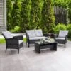 4pc Cascade Wicker Rattan Patio Set With Cushions - Gray - CorLiving