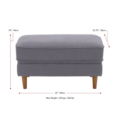 Mulberry Fabric Upholstered Modern Ottoman - CorLiving - Image 8