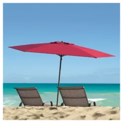 7.5' X 7.5' UV And Wind Resistant Beach/Patio Umbrella Red - CorLiving