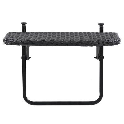 Parksville Rattan Foldable Balcony Table - Black - CorLiving - Image 2