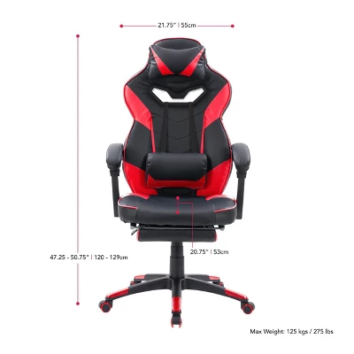 Doom Gaming Chair Black And Red - CorLiving - Image 10