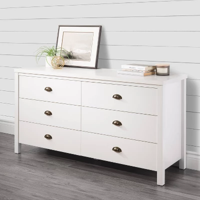 Boston 6 Drawer Dresser White - CorLiving