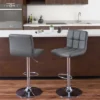 Set Of 2 Medium Back Adjustable Bonded Leather Barstool Dark Gray - CorLiving