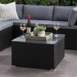 Parksville Square Patio Coffee Table - Black - CorLiving