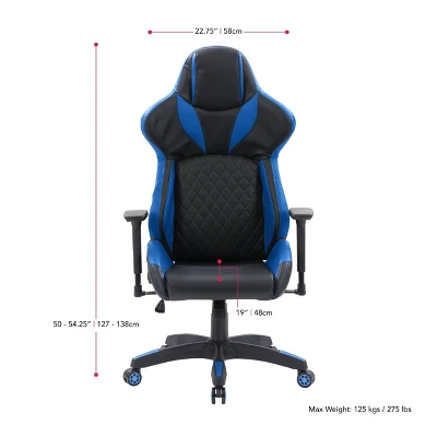 Nightshade Gaming Chair Black And Blue - CorLiving - Image 2