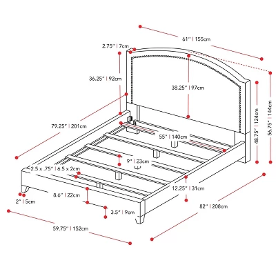 Florence Fabric Bed Frame - CorLiving - Image 7
