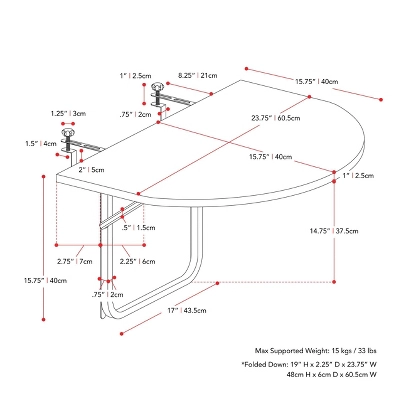 Parksville Rattan Foldable Balcony Table - Black - CorLiving - Image 9