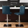 Set Of 2 Adjustable Square Tufted Barstools Dark Blue - CorLiving
