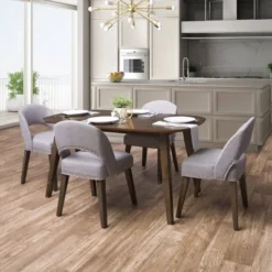 5pc Tiffany Wood Dining Set Espresso Stain - CorLiving