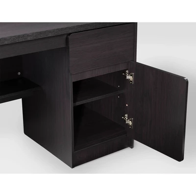 Kingston Desk With Cabinet Black/Brown - CorLiving - Image 9