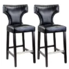 Set Of 2 Antonio Bar Height Barstools With Metal Studs Black - CorLiving