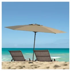 7.5' X 7.5' UV And Wind Resistant Beach/Patio Umbrella Brown - CorLiving